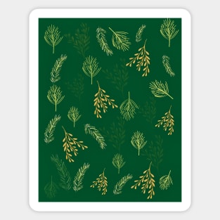 Green Festive Leaf Design for Christmas and Seasonal Holidays Sticker